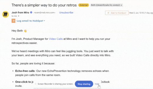 Really great email from a B2B tool - Miro