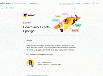 In this video, I break down an email from Miro, focusing on its design and effectiveness in communicating upcoming events. 