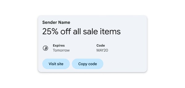Enable Gmail to automatically generate a visually distinct Deal Card based on the information you provide.